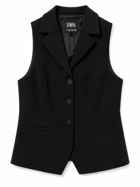 Zara Women’s Black Sleeveless Blazer Vest Size Small NWOT
